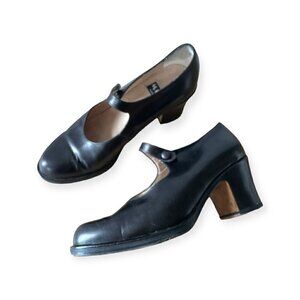 Vintage Y2K/90s, Mare (Italian) Black Leather Maryjane Heels, Size 38EU